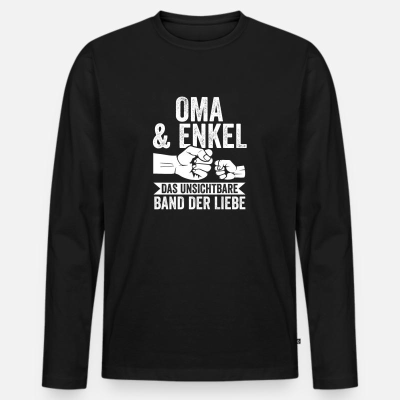 Oma Großmutter und Enkel - Männer Premium Bio Langarmshirt - Schwarz