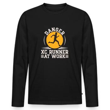 Cross Country Runner Design - XC Coach - Running - Männer Premium Bio Langarmshirt - Schwarz - Vorne - Nico (187cm)