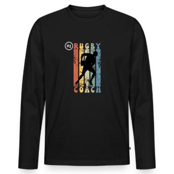 Number One Rugby Coach - Gift Idea For Rugby Teach - Men's Premium Organic Long Sleeve Shirt - black - Front - Nico (187cm)