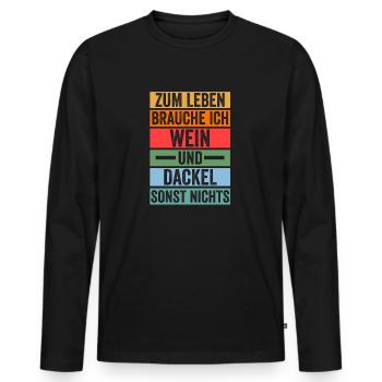 Wein Hund Dachshund Dackel - Männer Premium Bio Langarmshirt - Schwarz - Vorne - Nico (187cm)