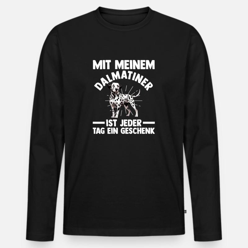 Hund Dalmatiner - Männer Premium Bio Langarmshirt - Schwarz