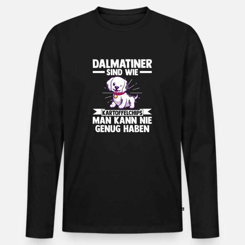 Hund Dalmatiner - Männer Premium Bio Langarmshirt - Schwarz
