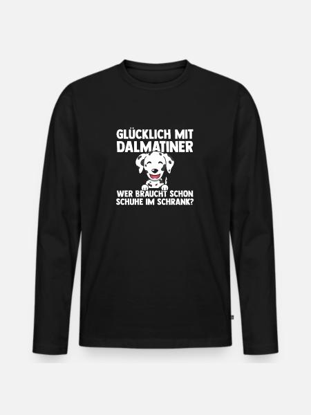 Hund Dalmatiner - Männer Premium Bio Langarmshirt - Schwarz