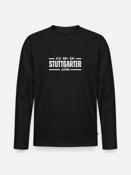 Ich bin ein Stuttgarter Jung - Männer Premium Bio Langarmshirt - Schwarz