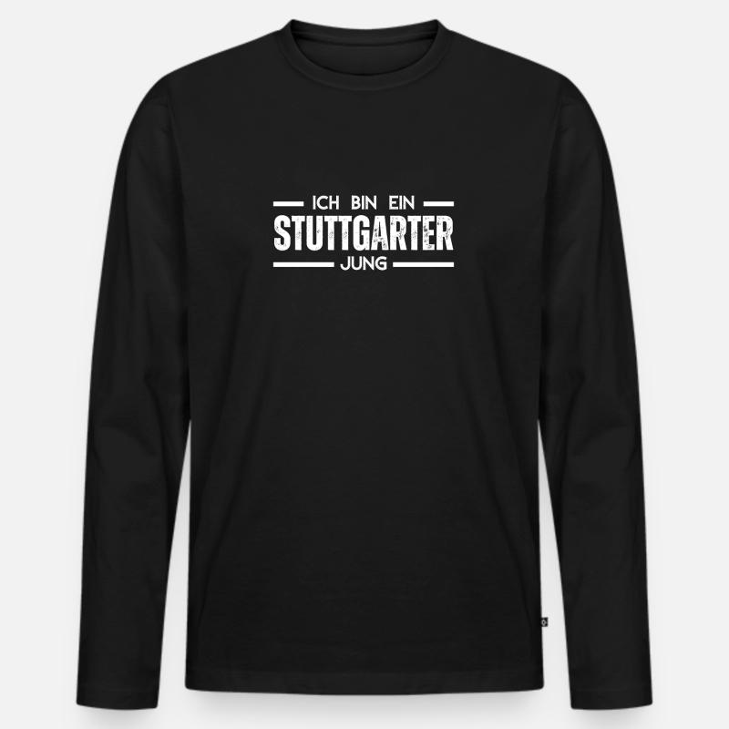 Ich bin ein Stuttgarter Jung - Männer Premium Bio Langarmshirt - Schwarz