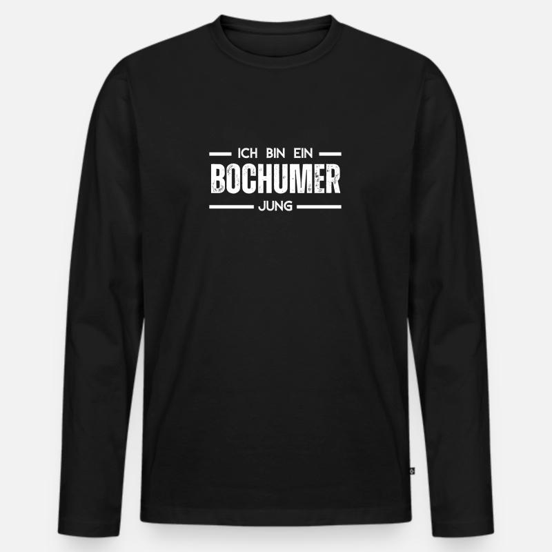 Ich bin ein Bochumer Jung - Männer Premium Bio Langarmshirt - Schwarz