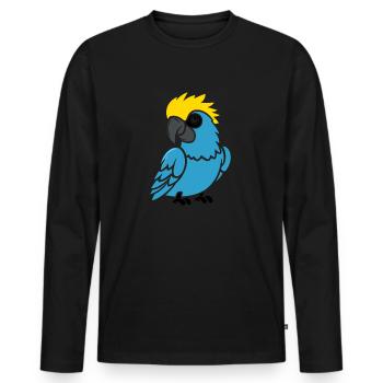Humour petit perroquet - T-shirt manches longues Premium bio Homme - noir - Devant - Nico (187cm)