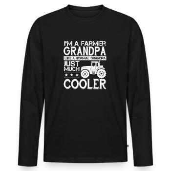 Vatertag Geschenkidee Opa Traktor Landwirt - Männer Premium Bio Langarmshirt - Schwarz - Vorne - Nico (187cm)