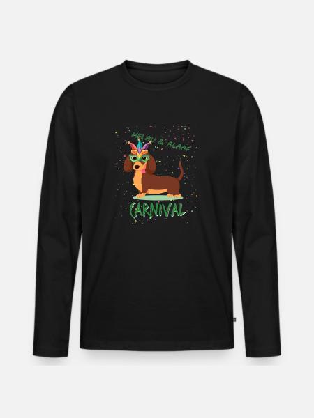 Teckel, Carnaval, Carnaval, Helau, Alaaf - T-shirt manches longues Premium bio Homme - noir