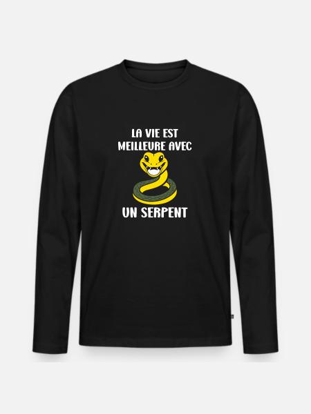 Humour petit serpent - T-shirt manches longues Premium bio Homme - noir