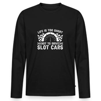 Short Life Drive Slot Cars Drag Racing Gift Idea - Männer Premium Bio Langarmshirt - Schwarz - Vorne - Nico (187cm)