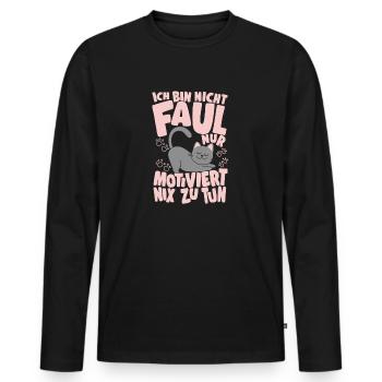 Katzenfans Motiviert Nix Zu Tun Lustige Katze - Männer Premium Bio Langarmshirt - Schwarz - Vorne - Nico (187cm)