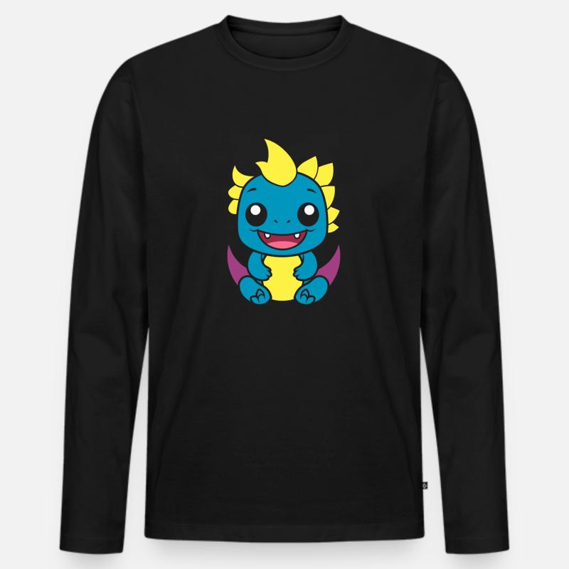 Baby-Drache - Männer Premium Bio Langarmshirt - Schwarz