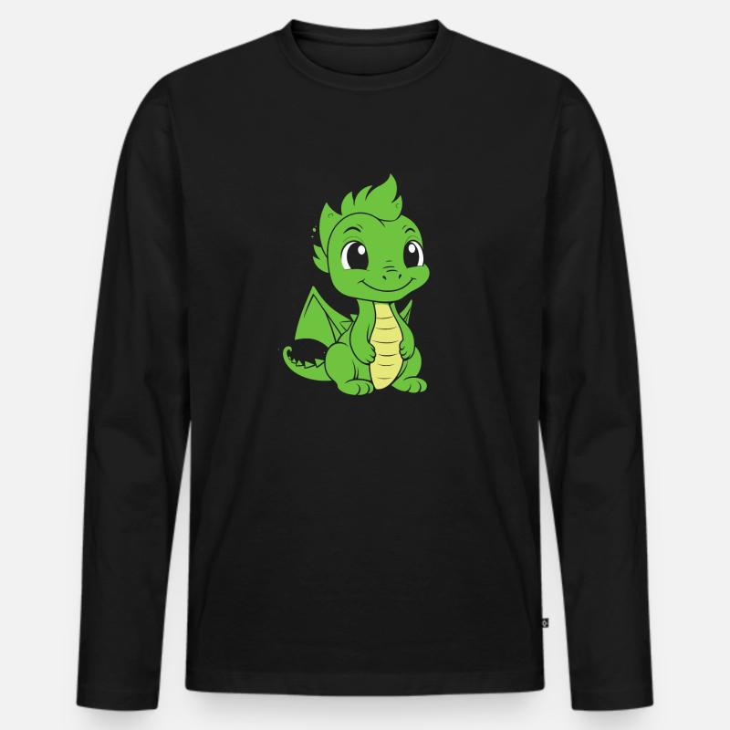 Baby-Drache - Männer Premium Bio Langarmshirt - Schwarz