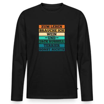 Wein Hund Jacke Russell - Männer Premium Bio Langarmshirt - Schwarz - Vorne - Nico (187cm)