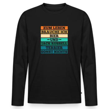 Bier Hund Jacke Russell - Männer Premium Bio Langarmshirt - Schwarz - Vorne - Nico (187cm)