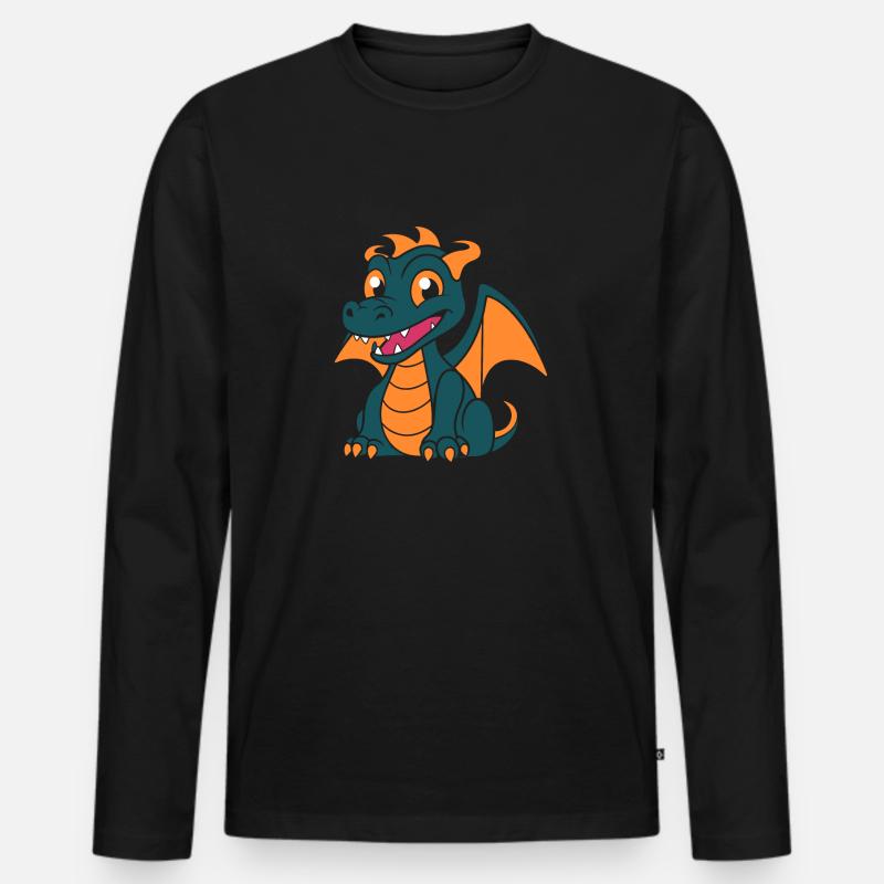 Baby-Drache - Männer Premium Bio Langarmshirt - Schwarz