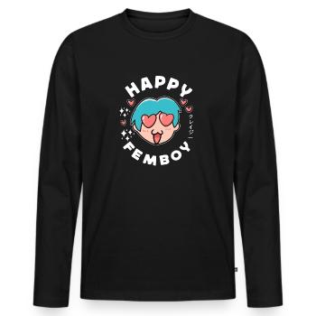 Happy Femboy Japanese Anime Manga Otaku Gifts - Männer Premium Bio Langarmshirt - Schwarz - Vorne - Nico (187cm)