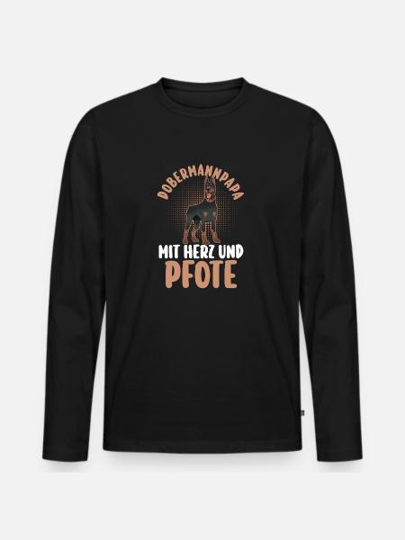 Hund Dobermannpapa Vater Hundepapa Dobermann - Männer Premium Bio Langarmshirt - Schwarz