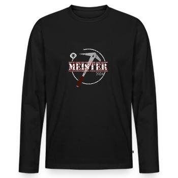 Dachdeckermeister 2024 Dachdecker Meister - Männer Premium Bio Langarmshirt - Schwarz - Vorne - Nico (187cm)