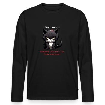 Ganz Dünnes Eis Freundchen - Schwarze Katze - Männer Premium Bio Langarmshirt - Schwarz - Vorne - Nico (187cm)