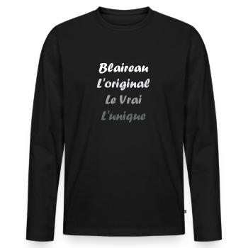 blaireau - T-shirt manches longues Premium bio Homme - noir - Devant - Nico (187cm)