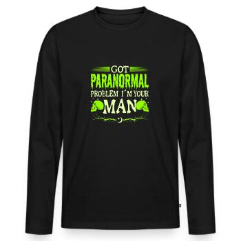 Paranormal Ghost Hunter Investigator Man Gifts - Men's Premium Organic Long Sleeve Shirt - black - Front - Nico (187cm)
