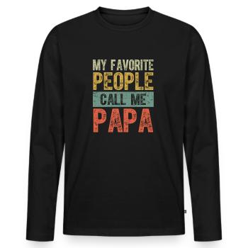 Mes gens préférés m’appellent Papa Vintage Papa Père - T-shirt manches longues Premium bio Homme - noir - Devant - Nico (187cm)