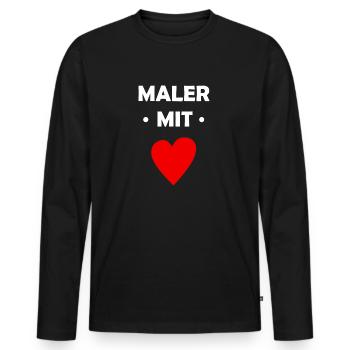 Maler mit Herz - Männer Premium Bio Langarmshirt - Schwarz - Vorne - Nico (187cm)