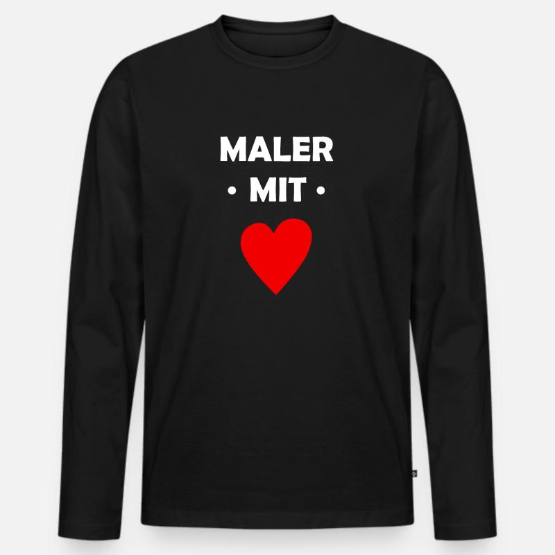 Maler mit Herz - Männer Premium Bio Langarmshirt - Schwarz