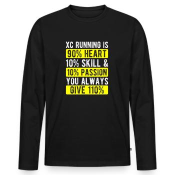 Runn Country Runner and XC Coach - Unique Cross - Men's Premium Organic Long Sleeve Shirt - black - Front - Nico (187cm)