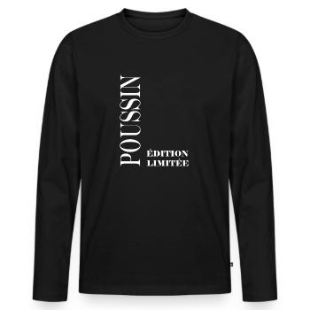 poussin - T-shirt manches longues Premium bio Homme - noir - Devant - Nico (187cm)
