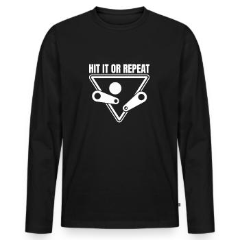 Frappez-le ou répétez l’idée de jeu de flipper - T-shirt manches longues Premium bio Homme - noir - Devant - Nico (187cm)