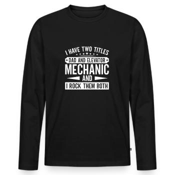 Funny Elevator Inspector Dad And Elevator Mechanic - Männer Premium Bio Langarmshirt - Schwarz - Vorne - Nico (187cm)