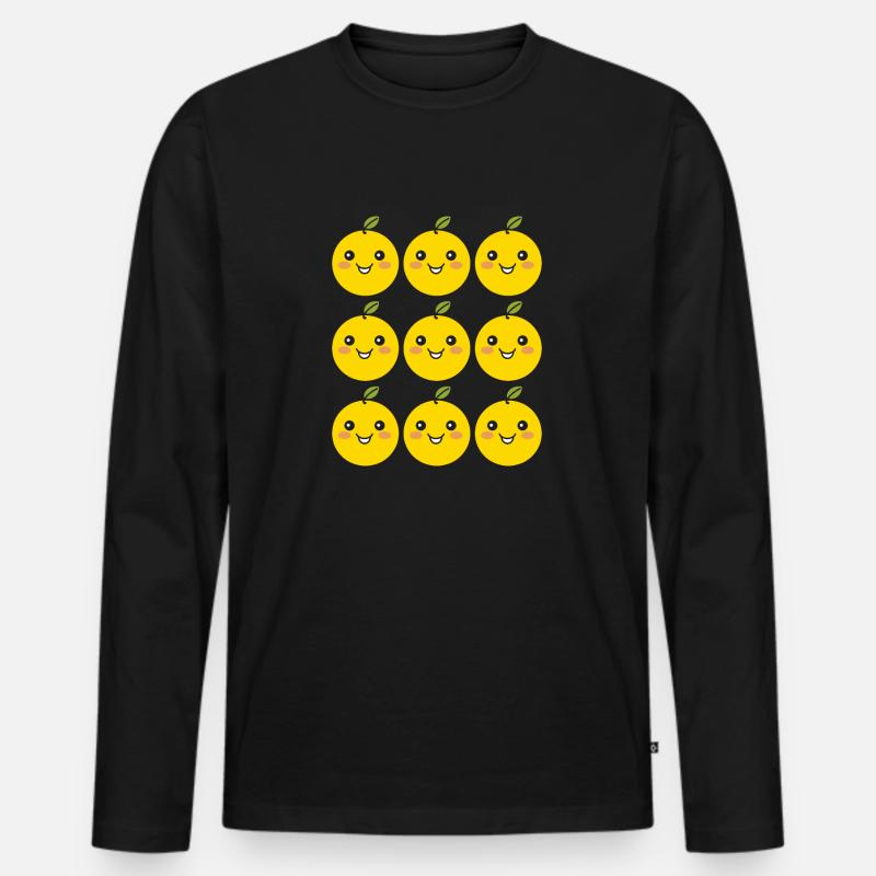 Zitronen - Männer Premium Bio Langarmshirt - Schwarz