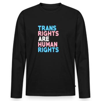 Trans Rights Are Human Rights LGBT Flag Gay Pride - Men's Premium Organic Long Sleeve Shirt - black - Front - Nico (187cm)