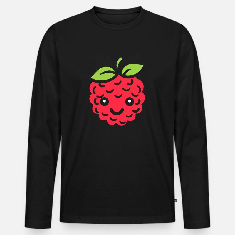 Himbeere - Männer Premium Bio Langarmshirt - Schwarz