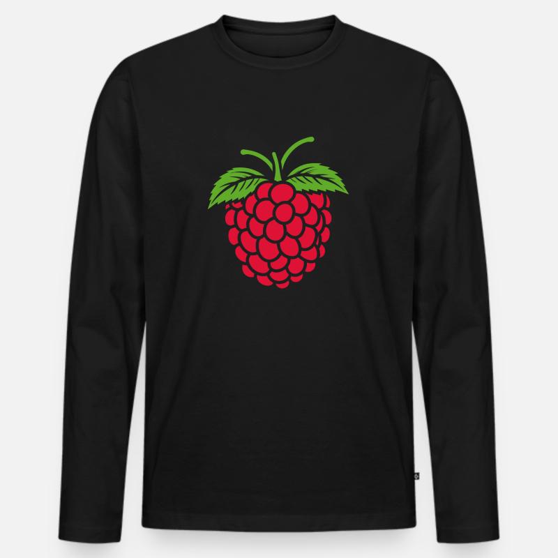 Himbeere - Männer Premium Bio Langarmshirt - Schwarz