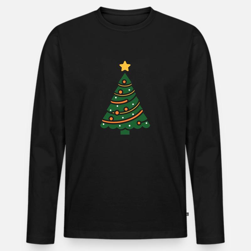 Kleiner Weihnachtsbaum - Männer Premium Bio Langarmshirt - Schwarz