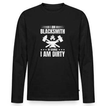 Blacksmithing I Am Blacksmith Of Course I Am Dirty - Men's Premium Organic Long Sleeve Shirt - black - Front - Nico (187cm)