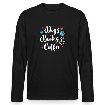 Hunde Bücher Und Kaffee - Männer Premium Bio Langarmshirt - Schwarz - Vorne - Nico (187cm)