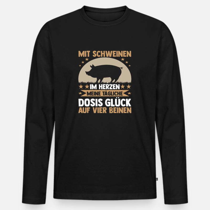 Schwein Schweinebauer Bauernhof Schweine - Männer Premium Bio Langarmshirt - Schwarz