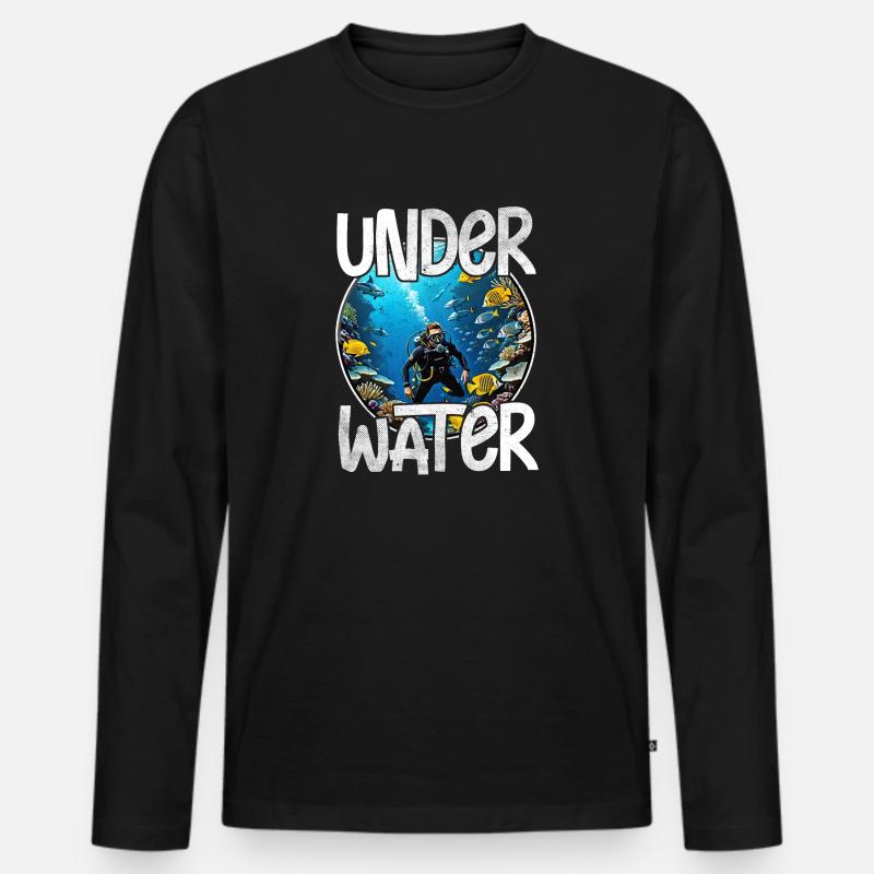 Tauchen - Männer Premium Bio Langarmshirt - Schwarz