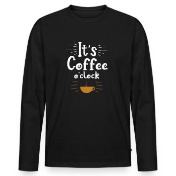 C’est du café ou de l’horloge Funny Coffee - T-shirt manches longues Premium bio Homme - noir - Devant - Nico (187cm)