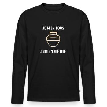 Humour pots de Poterie - T-shirt manches longues Premium bio Homme - noir - Devant - Nico (187cm)