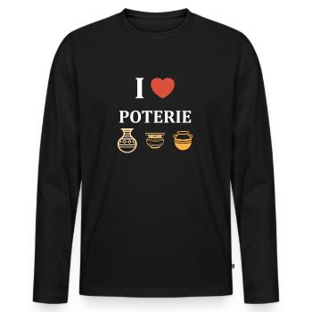 Humour pots de Poterie - T-shirt manches longues Premium bio Homme - noir - Devant - Nico (187cm)