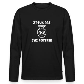 Humour pots de Poterie - T-shirt manches longues Premium bio Homme - noir - Devant - Nico (187cm)