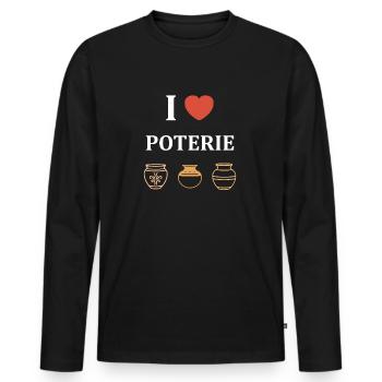 Humour pots de Poterie - T-shirt manches longues Premium bio Homme - noir - Devant - Nico (187cm)