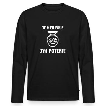 Humour pots de Poterie - T-shirt manches longues Premium bio Homme - noir - Devant - Nico (187cm)
