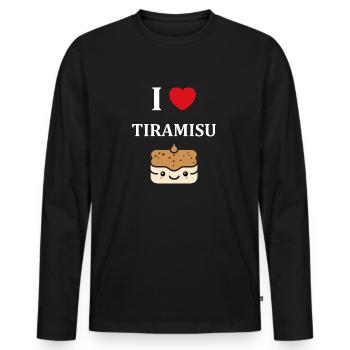 Humour tiramisu - T-shirt manches longues Premium bio Homme - noir - Devant - Nico (187cm)